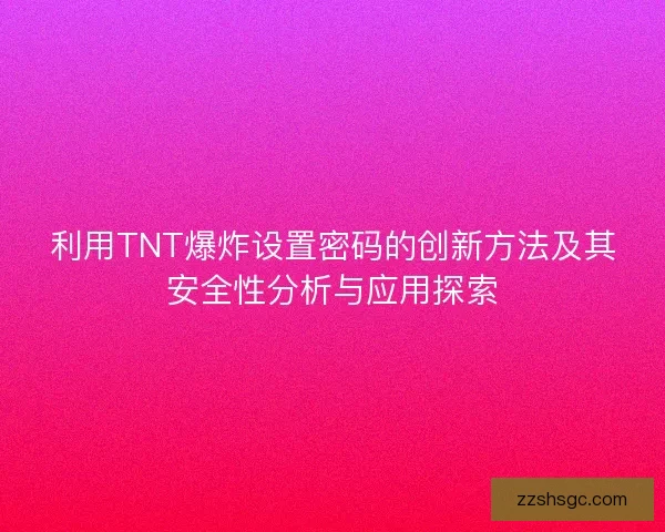 利用TNT爆炸设置密码的创新方法及其安全性分析与应用探索