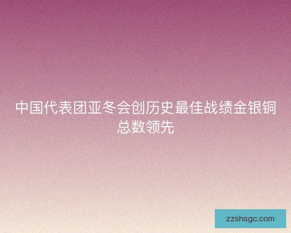 中国代表团亚冬会创历史最佳战绩金银铜总数领先
